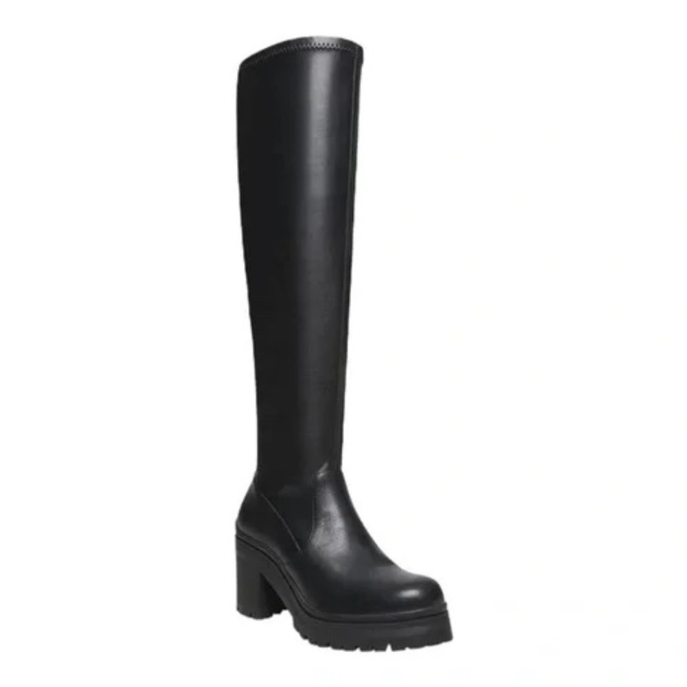 Madden Girl Coretta Knee High Boot Black Lug Sole NEW Size Women's 7.5